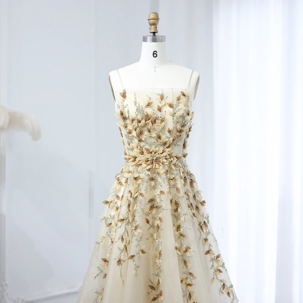 Vestido de Festa Longo com Flores Moderno 3D