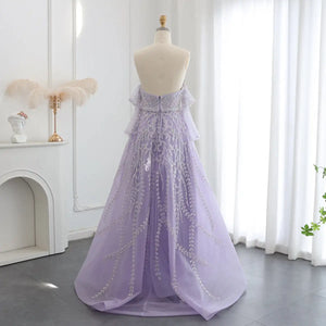 Vestido de Festa Longo Jancember Lilás com Pedrarias