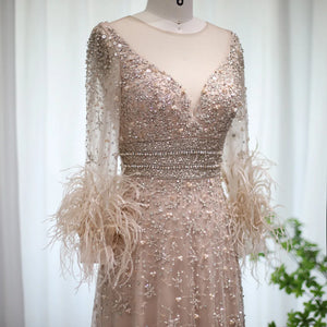 Vestido de Festa Longo Gala com Detalhes em Plumas (Pronta Entrega)