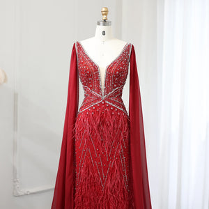 Vestido de Festa Sereia com Manga Capa Longo Exuberante - Modelo Especial