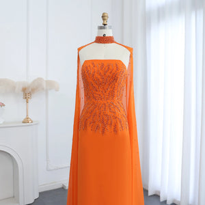 Vestido de Festa Deslumbrante Laranja Longo Luxo - Modelo Especial