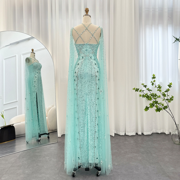 Vestido de Festa Longo Luxo Cravejado em Cristais com Alças Cruzadas