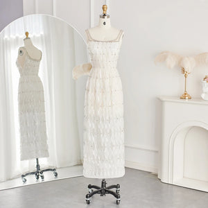 Vestido de Festa Longo em Cristais Branco Montpellier - Modelo Especial