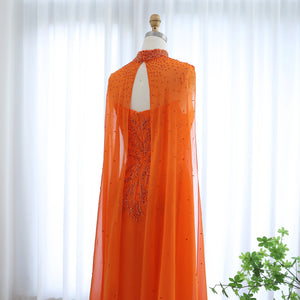 Vestido de Festa Deslumbrante Laranja Longo Luxo - Modelo Especial