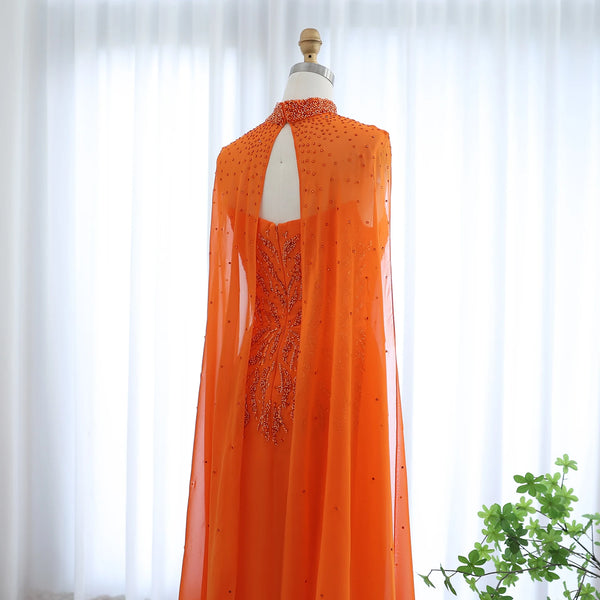 Vestido de Festa Deslumbrante Laranja Longo Luxo - Modelo Especial