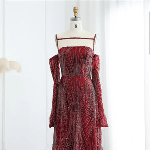 Vestido de Festa com Mangas Longas e Pedrarias