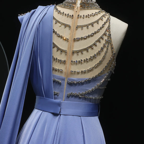 Vestido de Festa Luxo em Cetim e Jóias