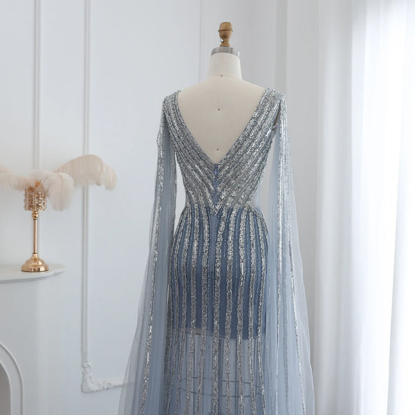 Vestido de Festa Azul Serenity com Brilhos Cravejados