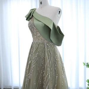 Vestido de Festa Longo Verde Oliva com Abertura Luxo - Modelo Especial