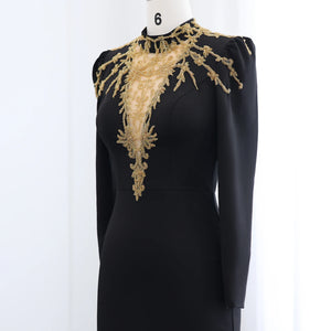 Vestido de Festa Longo Elegante Preto High Neck - Modelo Especial