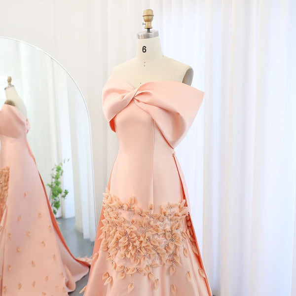 Vestido de Festa Pétala Rosa Empoeirado Elegante 3D - Modelo Especial