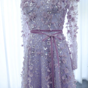 Vestido de Festa Longo Romântico Todo Decorado em Flores e Pedraria