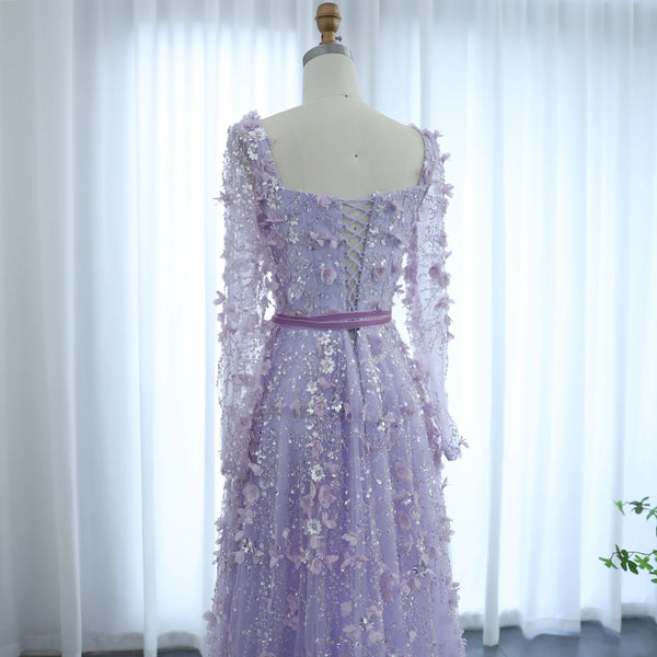 Vestido de Festa Longo Romântico Todo Decorado em Flores e Pedraria