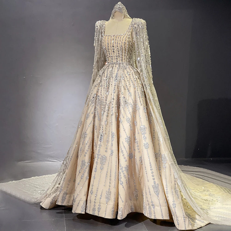 Vestido de Noiva Diamante Maxi Luxo Marfim Todo Decorado com Cristais