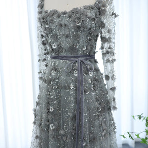 Vestido de Festa Longo Romântico Todo Decorado em Flores e Pedraria