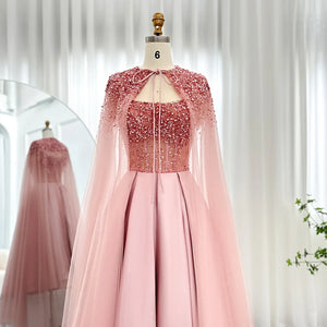 Vestido de Festa Luxo com Capa e Detalhes em Cristais