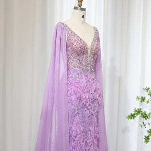 Vestido de Festa Sereia com Manga Capa Longo Exuberante - Modelo Especial