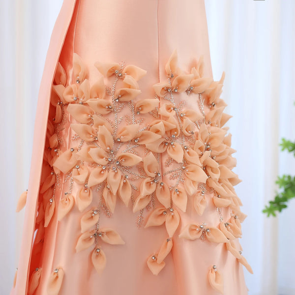 Vestido de Festa Pétala Rosa Empoeirado Elegante 3D - Modelo Especial