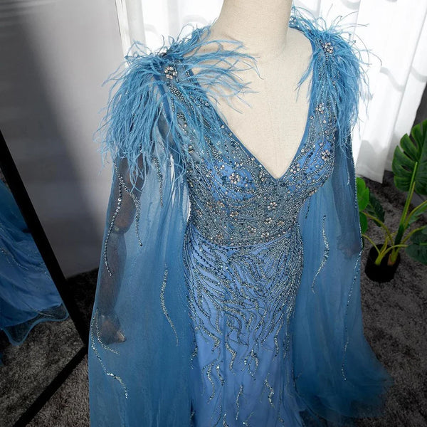 Vestido de Festa Capa Longa Elegante Luar (Pronta Entrega)