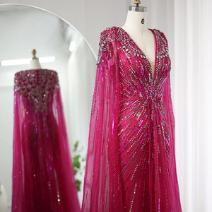 Vestido de Festa Maxi Luxo Adornado em Cristais com Capa Detalhada