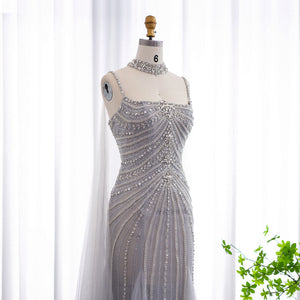 Vestido de Festa Longo Spider Cristais Azul Marinho
