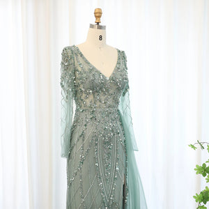 Vestido de Festa Jasmine Longo com Manga em Renda