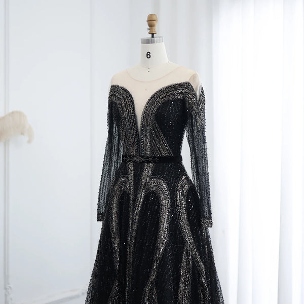 Vestido de Festa Longo Bordado com Brilho Intenso
