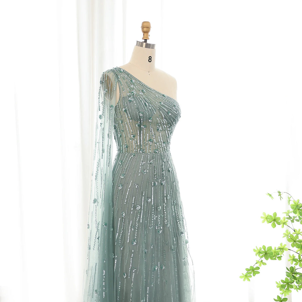 Vestido de Festa Brilho Longo Manga Unica - Modelo Especial