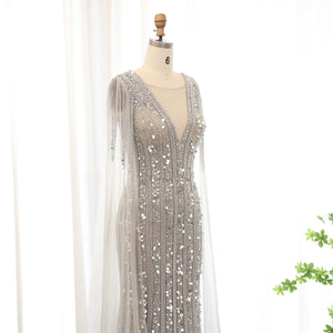 Vestido de Festa Longo Prateado com Decote V Brilho - Modelo Especial