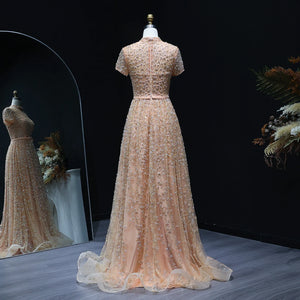 Vestido de Festa Luxo Clássico Cravejado em Cristais