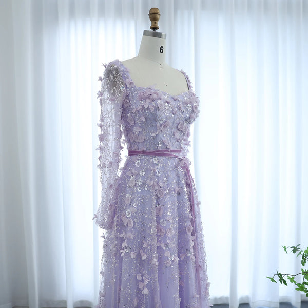 Vestido de Festa Longo Romântico Todo Decorado em Flores e Pedraria