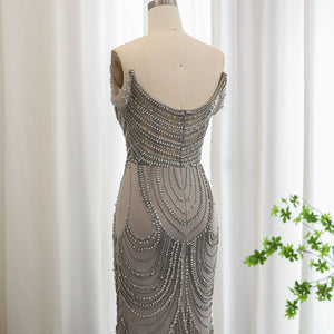 Vestido de Festa Longo Prateado Moderno - Modelo Especial