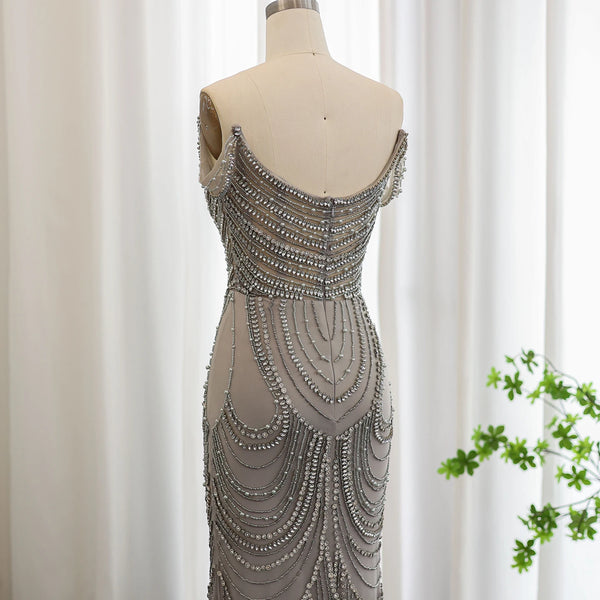 Vestido de Festa Longo Prateado Moderno - Modelo Especial