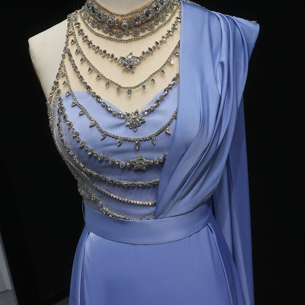 Vestido de Festa Luxo em Cetim e Jóias