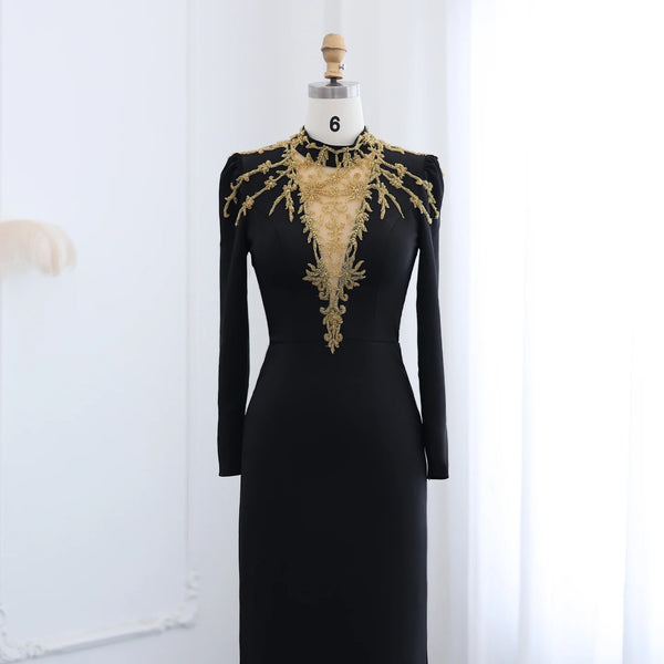 Vestido de Festa Longo Elegante Preto High Neck - Modelo Especial