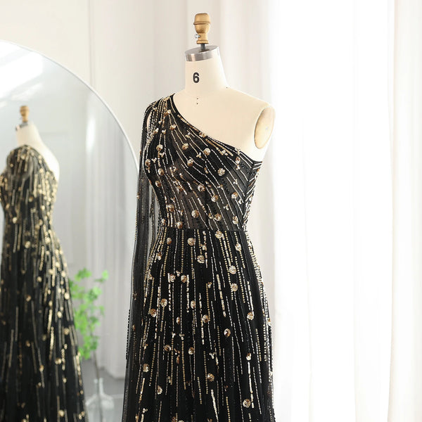 Vestido de Festa Brilho Longo Manga Unica - Modelo Especial