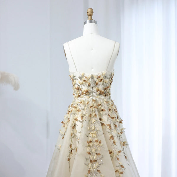 Vestido de Festa Longo com Flores Moderno 3D