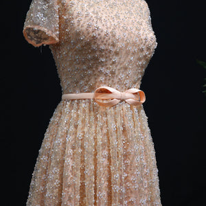 Vestido de Festa Luxo Clássico Cravejado em Cristais