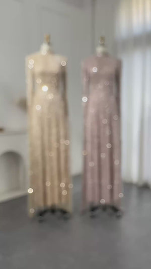 Vestido de Festa Luxo Atemporal Decorado em Pérolas