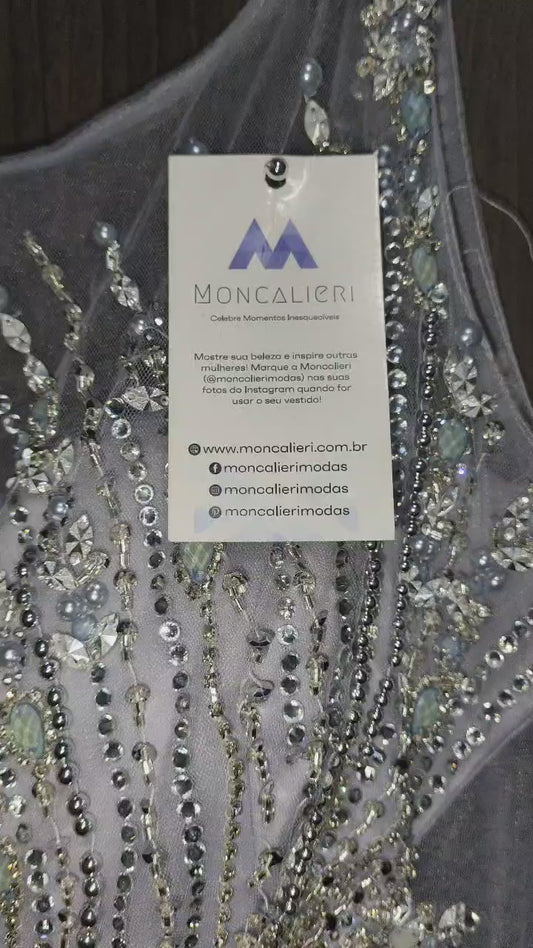 Vestido de Festa Longo Sereia com Detalhes em Tule Lilás (Pronta Entrega)