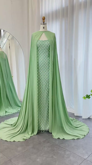 Vestido de Festa Maxi Luxo Totalmente Adornado com Pérolas e Cristais - Modelo Especial