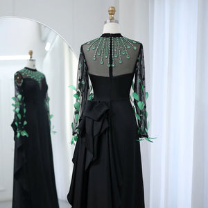 Vestido de Festa Longo Preto Majestoso com Detalhes Cristal