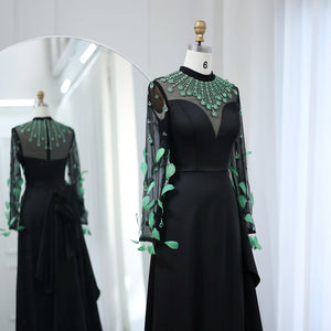 Vestido de Festa Longo Preto Majestoso com Detalhes Cristal