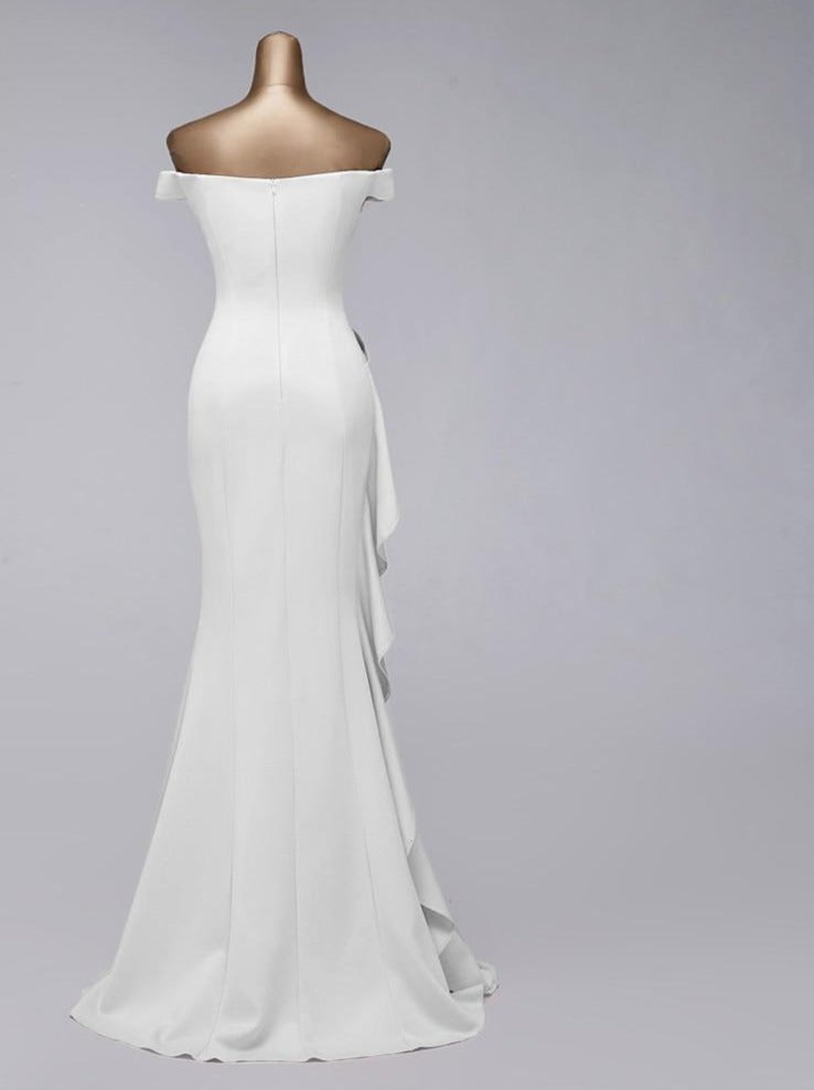 Vestido de Festa Luxo com Detalhe em Laço Branco (Pronta Entrega