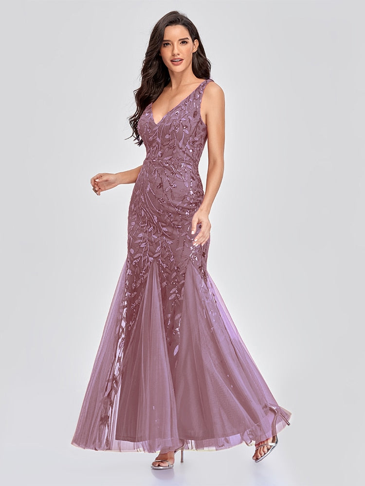 Vestido longo best sale sereia renda rosa