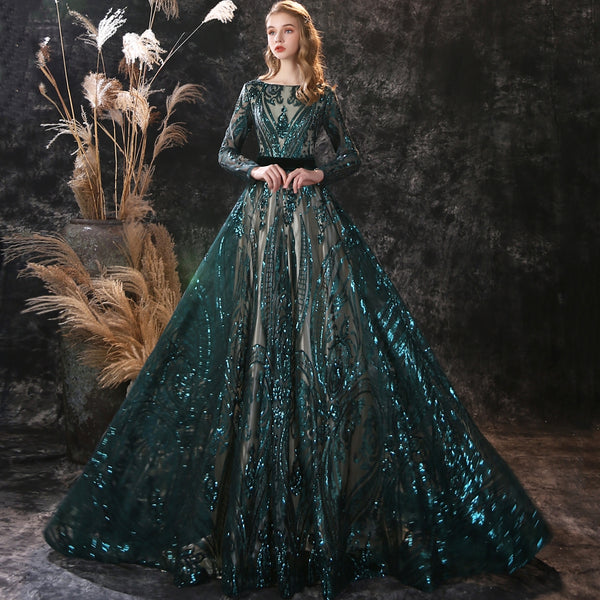 Vestido de Festa Elegante Longo Verde Escuro - (Pronta Entrega)