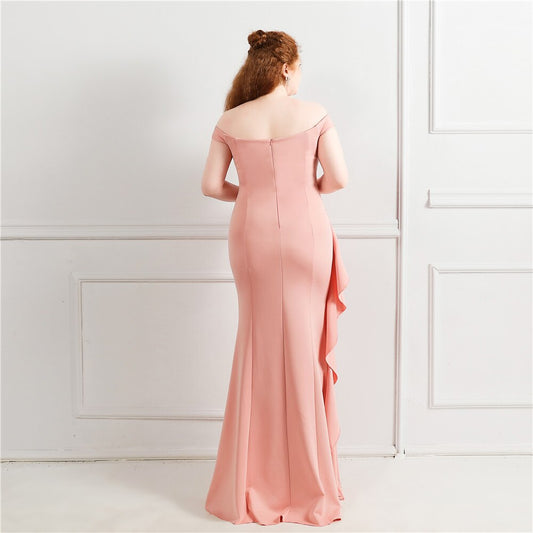 Vestido de Festa Plus Size Luxo com Detalhe em Laço Rosé