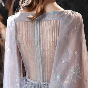 Vestido de Festa Longo Luxo com Detalhes Estrelas Bordadas - Modelo Especial