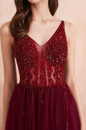Vestido de Festa Longo em Tule com Detalhes em Cristais (Pronta Entrega)