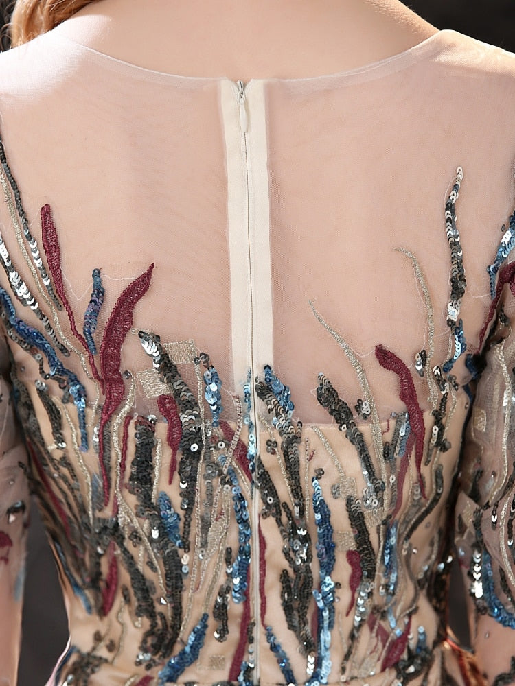 Vestido de Festa Luxo com Detalhes em Paetês Multicor - Modelo Especial